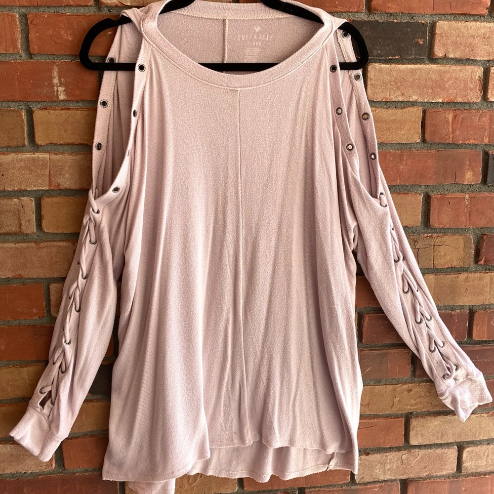 Soft & Sexy Plush American Eagle Long Sleeve Open Shoulder Top